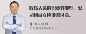 股东大会的职责有哪些，公司刚成立还没开过会。