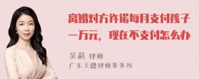 离婚对方许诺每月支付孩子一万元，现在不支付怎么办