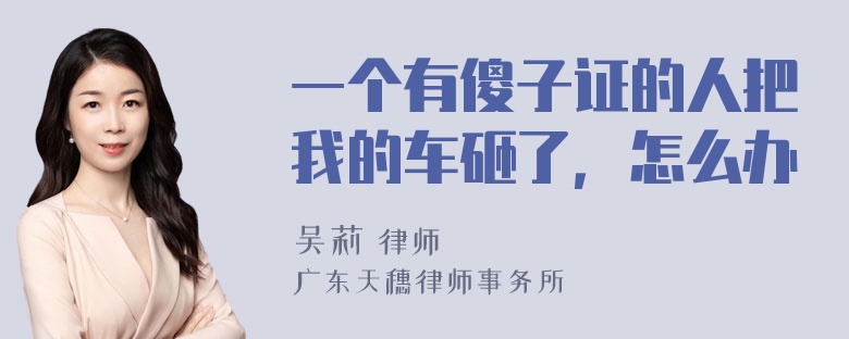 一个有傻子证的人把我的车砸了，怎么办