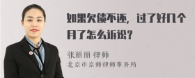 如果欠债不还，过了好几个月了怎么诉讼？