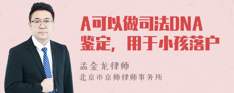 A可以做司法DNA鉴定，用于小孩落户