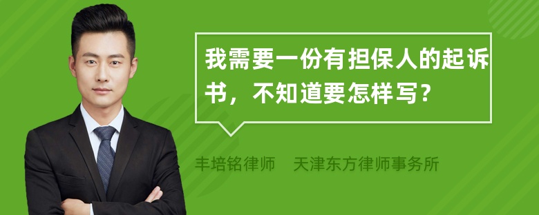 我需要一份有担保人的起诉书，不知道要怎样写？