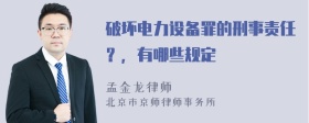 破坏电力设备罪的刑事责任？，有哪些规定