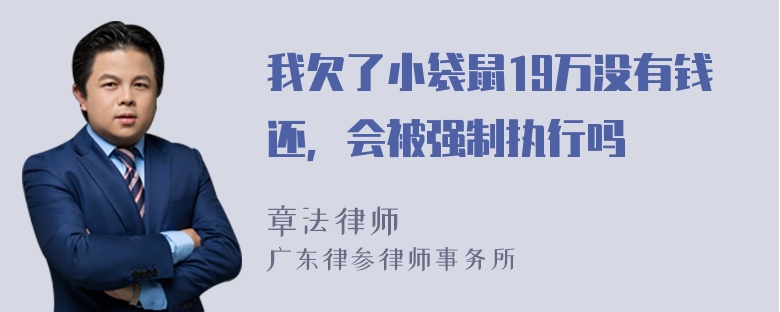 我欠了小袋鼠19万没有钱还，会被强制执行吗