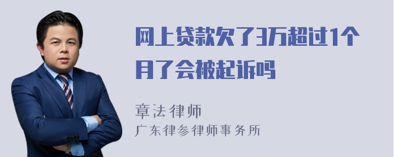 网上贷款欠了3万超过1个月了会被起诉吗