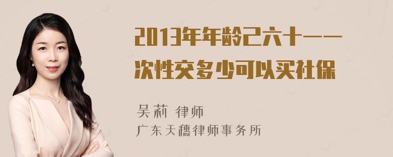 2013年年龄己六十一一次性交多少可以买社保