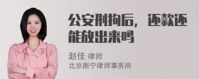 公安刑拘后，还款还能放出来吗