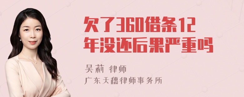 欠了360借条12年没还后果严重吗