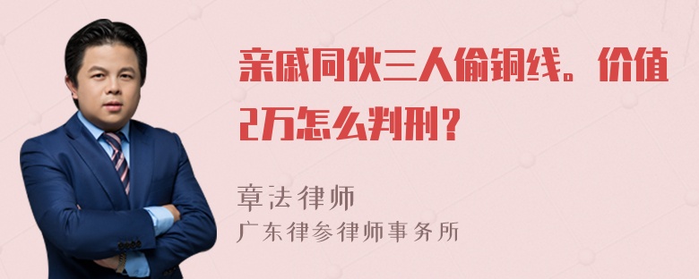 亲戚同伙三人偷铜线。价值2万怎么判刑？