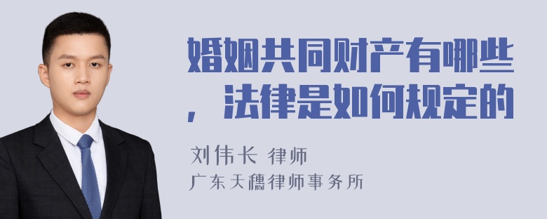 婚姻共同财产有哪些，法律是如何规定的