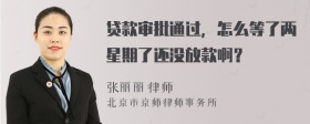 贷款审批通过，怎么等了两星期了还没放款啊？