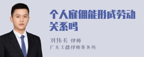 个人雇佣能形成劳动关系吗