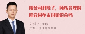 被公司开除了，所以合理解除合同不支付赔偿金吗