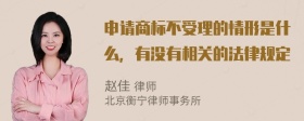 申请商标不受理的情形是什么，有没有相关的法律规定