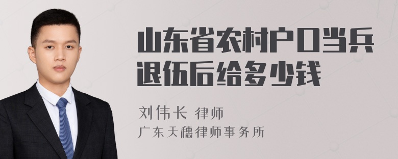 山东省农村户口当兵退伍后给多少钱