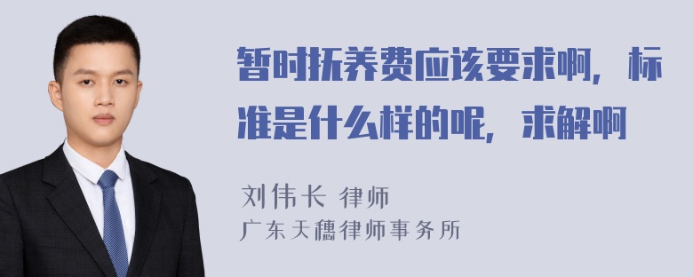 暂时抚养费应该要求啊，标准是什么样的呢，求解啊