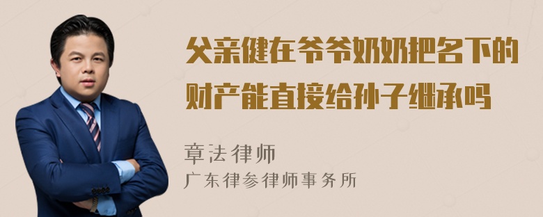 父亲健在爷爷奶奶把名下的财产能直接给孙子继承吗