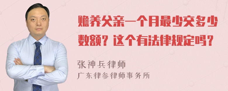 赡养父亲一个月最少交多少数额？这个有法律规定吗？