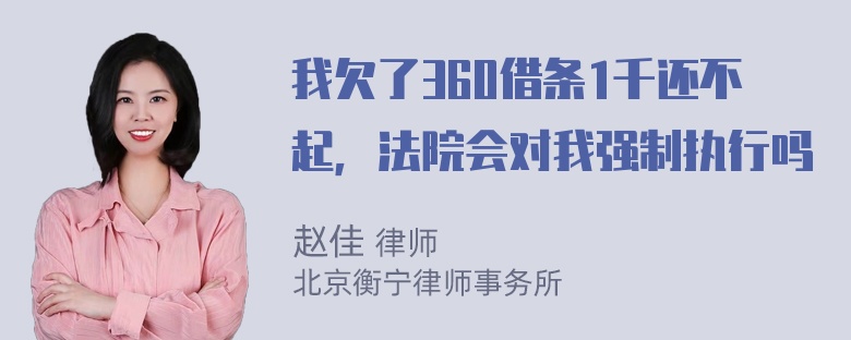 我欠了360借条1千还不起，法院会对我强制执行吗