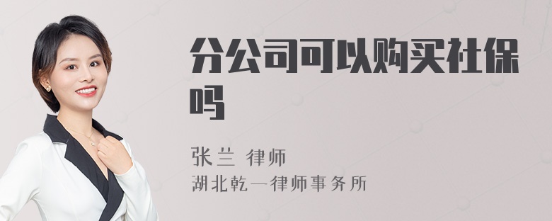 分公司可以购买社保吗