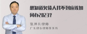 想知道欠债人找不到应该如何办2023？