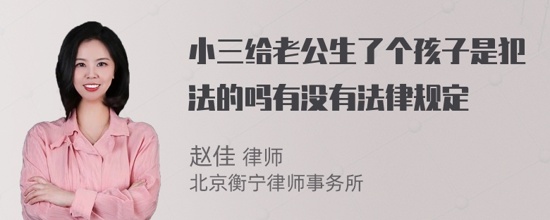 小三给老公生了个孩子是犯法的吗有没有法律规定