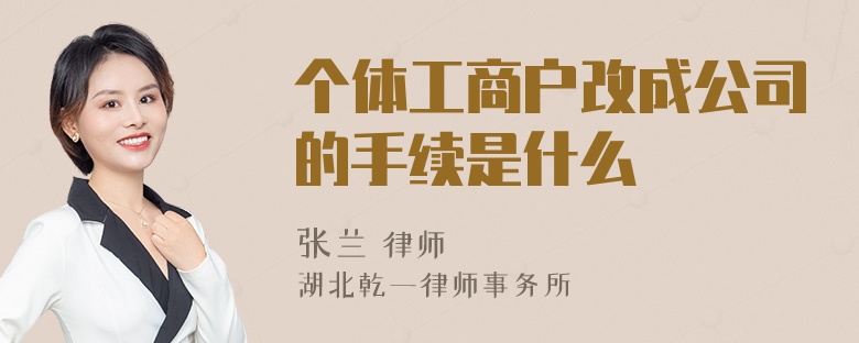 个体工商户改成公司的手续是什么