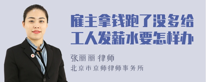 雇主拿钱跑了没多给工人发薪水要怎样办