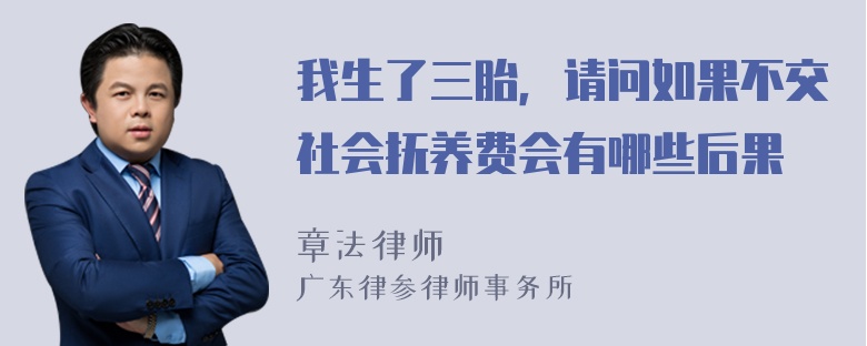 我生了三胎，请问如果不交社会抚养费会有哪些后果