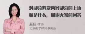 对部分判决内容部分的上诉状是什么，谢谢大家的回答