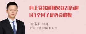网上贷款逾期欠款20万超过1个月了是否会催收