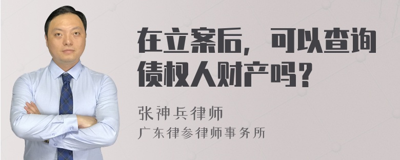 在立案后，可以查询债权人财产吗？
