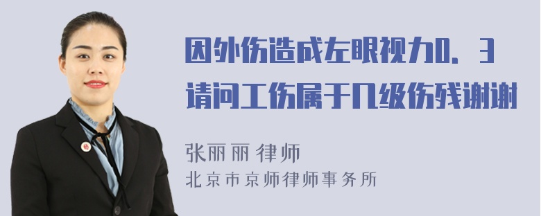 因外伤造成左眼视力0．3请问工伤属于几级伤残谢谢