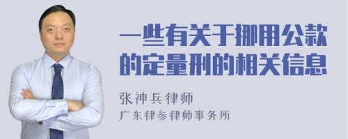 一些有关于挪用公款的定量刑的相关信息