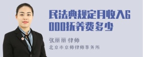 民法典规定月收入6000抚养费多少