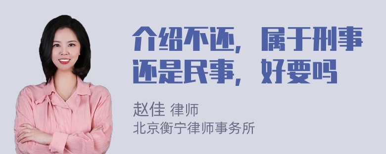 介绍不还，属于刑事还是民事，好要吗