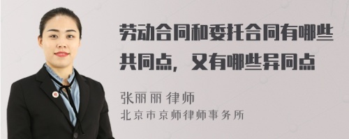 劳动合同和委托合同有哪些共同点，又有哪些异同点