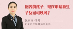 抱养的孩子，现在申请独生子女证可以吗？