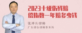 2023十级伤残赔偿指数一年赔多少钱