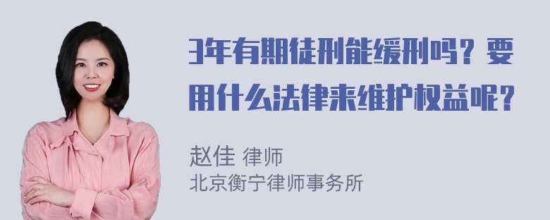 3年有期徒刑能缓刑吗？要用什么法律来维护权益呢？