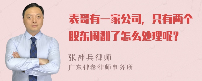 表哥有一家公司，只有两个股东闹翻了怎么处理呢？