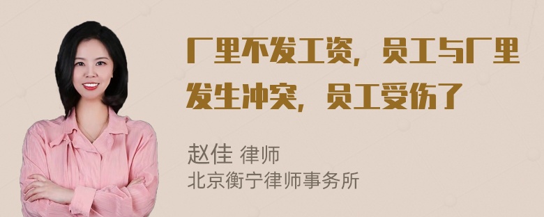 厂里不发工资，员工与厂里发生冲突，员工受伤了