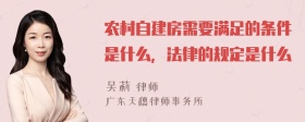 农村自建房需要满足的条件是什么，法律的规定是什么