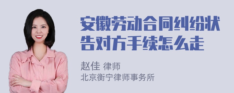 安徽劳动合同纠纷状告对方手续怎么走