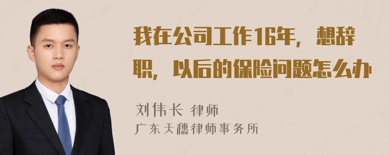 我在公司工作16年，想辞职，以后的保险问题怎么办