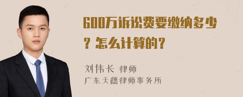 600万诉讼费要缴纳多少？怎么计算的？