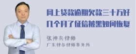 网上贷款逾期欠款三十万好几个月了征信被黑如何恢复