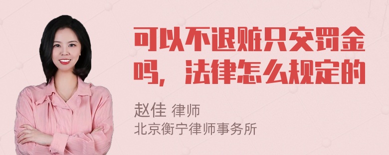 可以不退赃只交罚金吗，法律怎么规定的