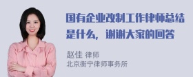 国有企业改制工作律师总结是什么，谢谢大家的回答