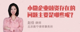 小微企业融资存在的问题主要是哪些呢？